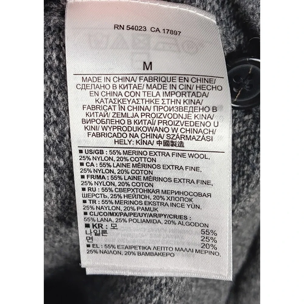 Banana‎ Republic Mens Gray Merino Wool Blend Button Mock Neck Sweater